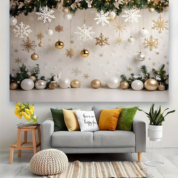 Winter Wonderland Christmas Theme with Snowflakes and Glitter