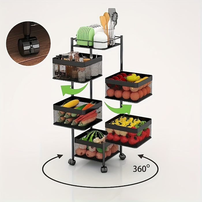 5-Tier Rotating Kitchen Storage Shelf