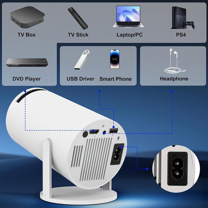 HY300 Pro Mini Portable Projector, 4K/260