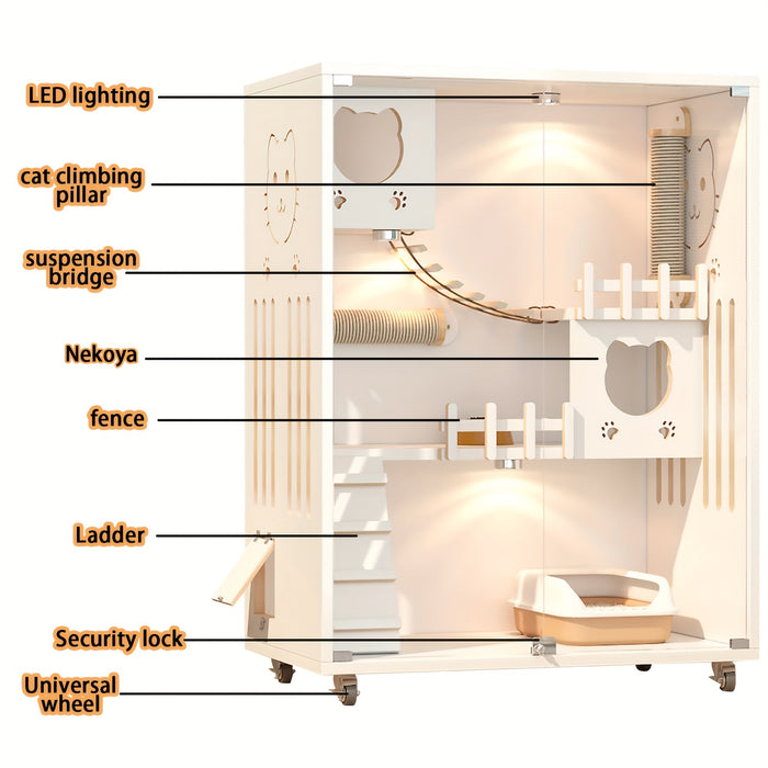 Large Multi-Feature Enclosed Cat Condo